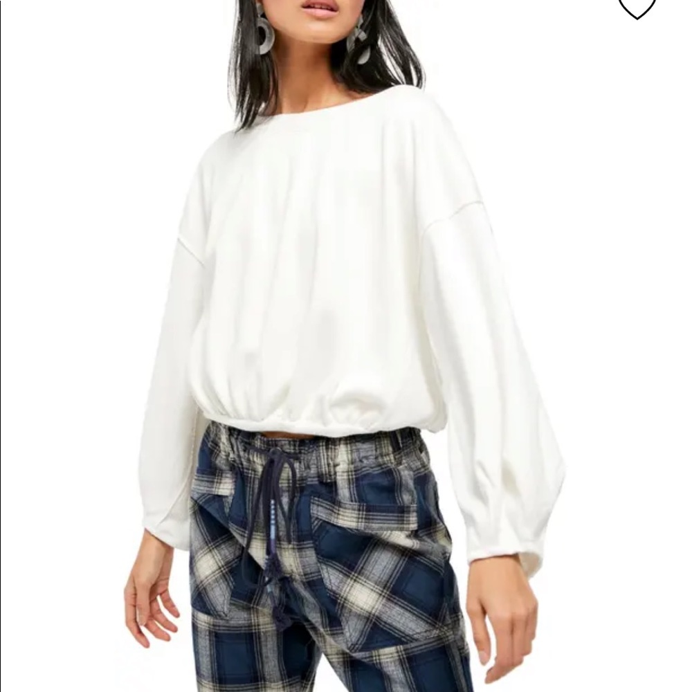 Cuddle Bubble Mixed Knit Top In Ivory FREE PEOPLE